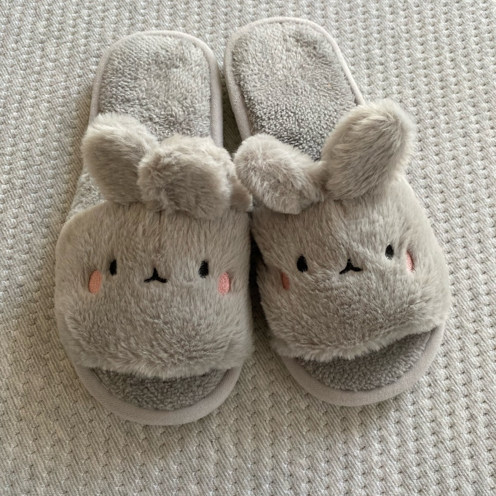 Cute Gray Bunny Slippers